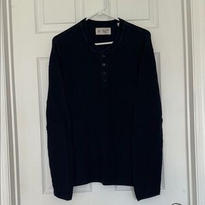 Original Penguin mens navy waffle knit longsleeve shirt